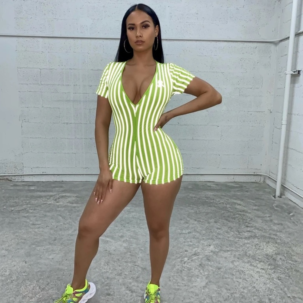 GSUWOO Apple Green Reflective Playsuit Romper